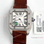 Swiss Quality Cartier Santos 100 Pave Diamonds Watches Citizen Movement